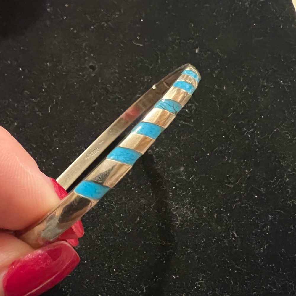 925 STERLING SILVER MEXICO TURQUOISE BRACELET VINTAGE